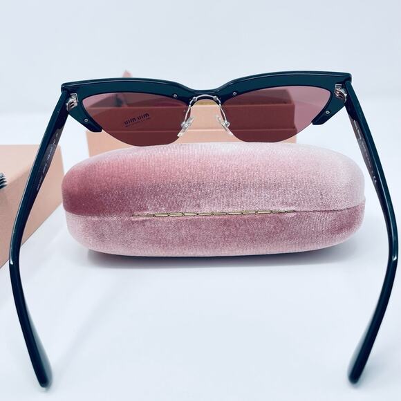 Miu Miu 59mm Semi Rimless Cat Eye Sunglasses goth BLACK DARK VIOLET SOLID modern - Picture 7 of 14